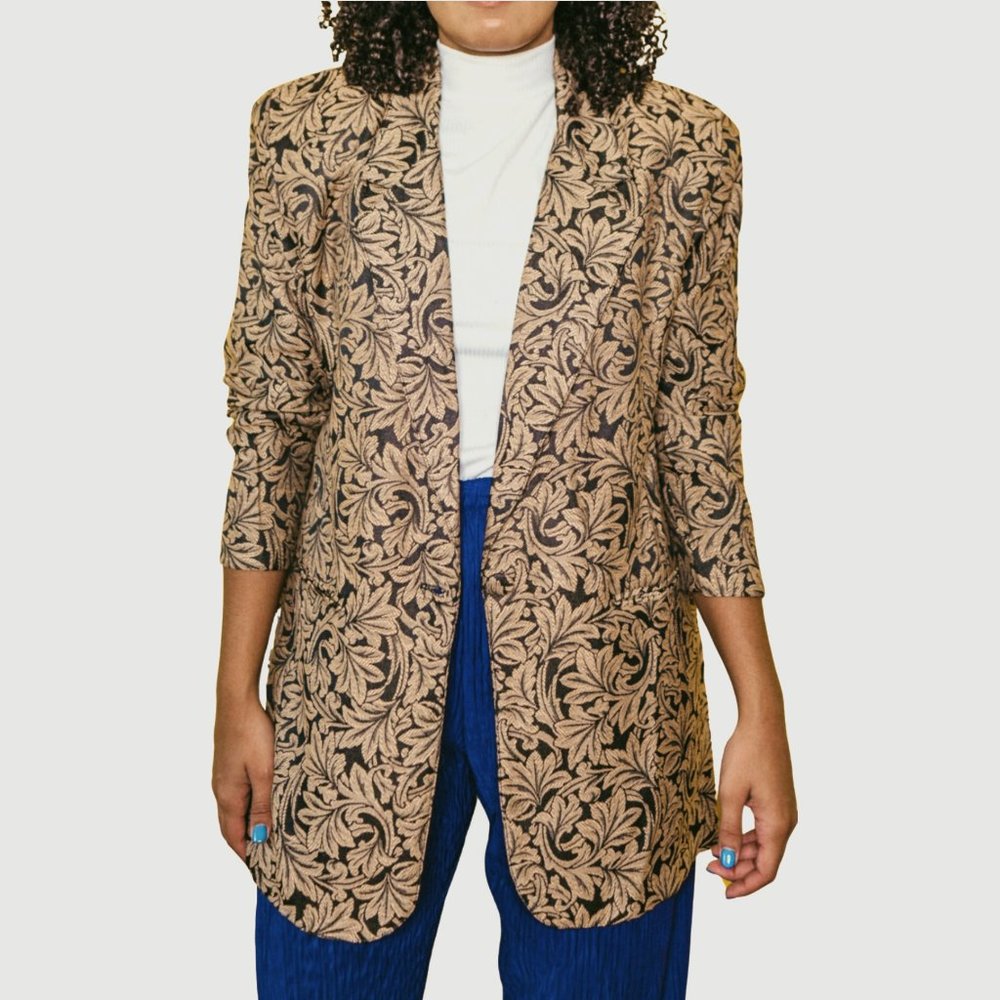 Nina K - David Cline Vintage '80s-'90s Brocade Jacquard Blazer size M - Picture 5 of 13
